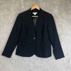 Coldwater Creek Jacket Womens 6 Petite Black Long Sleeve Button Blazer- 2073*